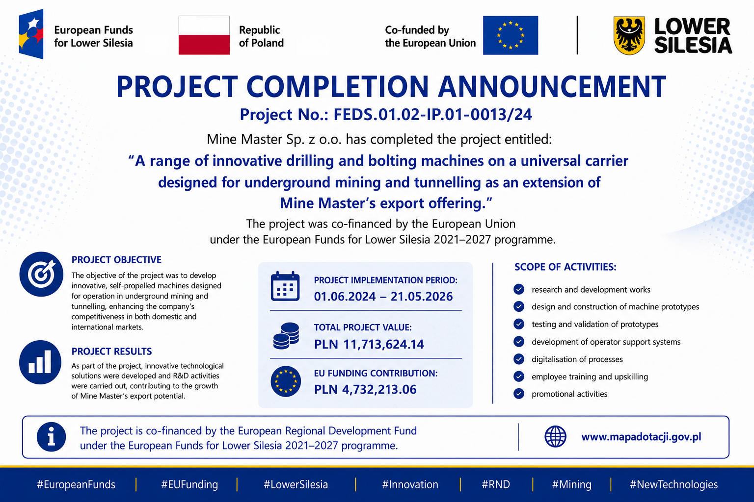 The new generation of Mine Master machines is ready – EU project completed